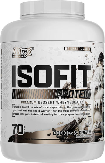 Nutrex Research Isofit Cookies & Cream Whey Isolate Protein Powder 100% Whey Protein Isolate | Muscle Recovery, Naturally High Eaas | Fast Absorbing, Easy Digestion | (Cookies & Cream, 70 Servings)