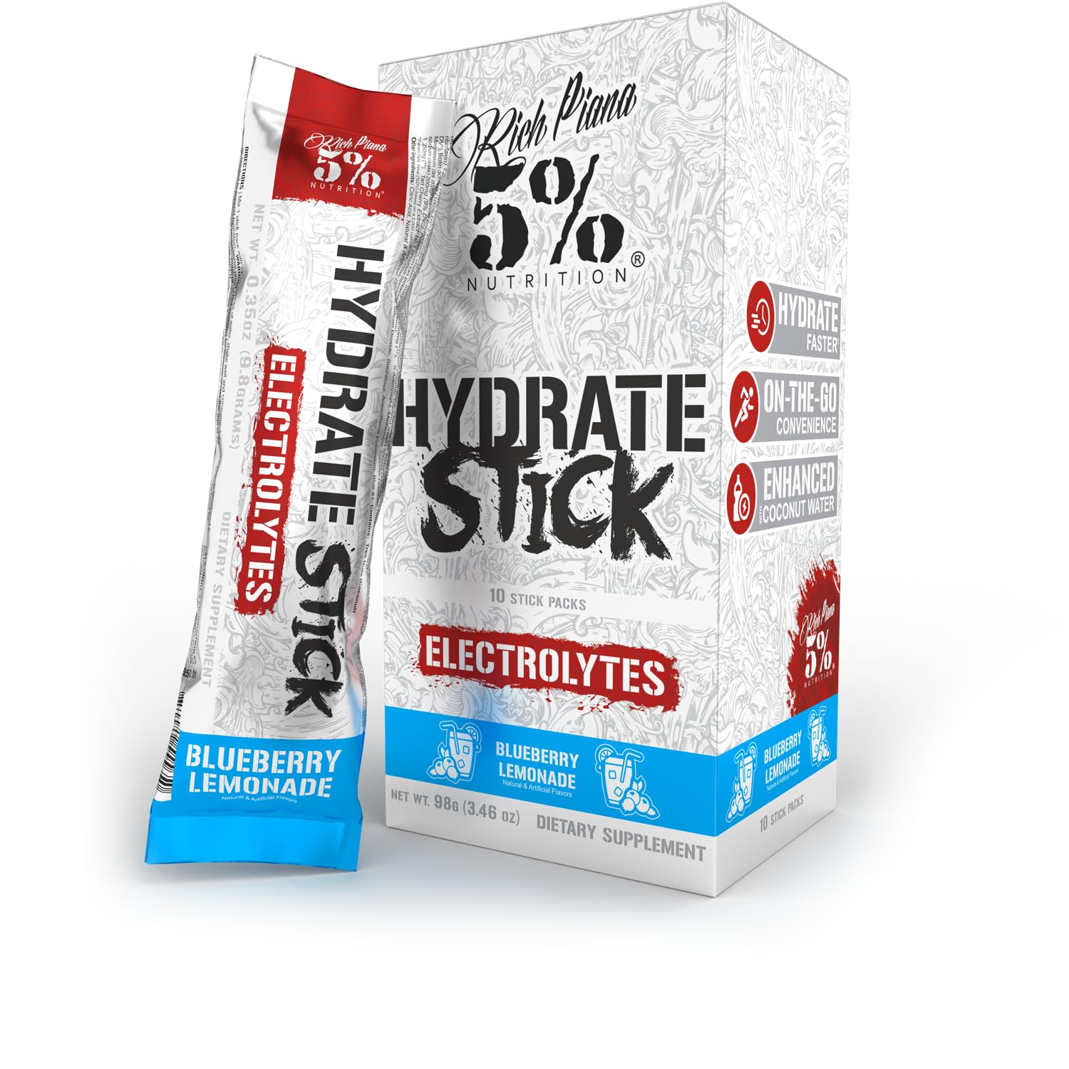 5% Nutrition Hydrate Stick Hydration Packets | Sport Electrolyte Powde