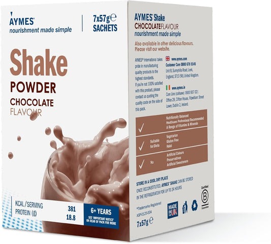 AYMES - High Protein Nutritional Powder Shakes - Chocolate - 7 Servings - Milkshake-Style Drink Mix - Gluten Free, Vegetarian, Halal & Kosher Suitable - For Ages 3+ and Adults