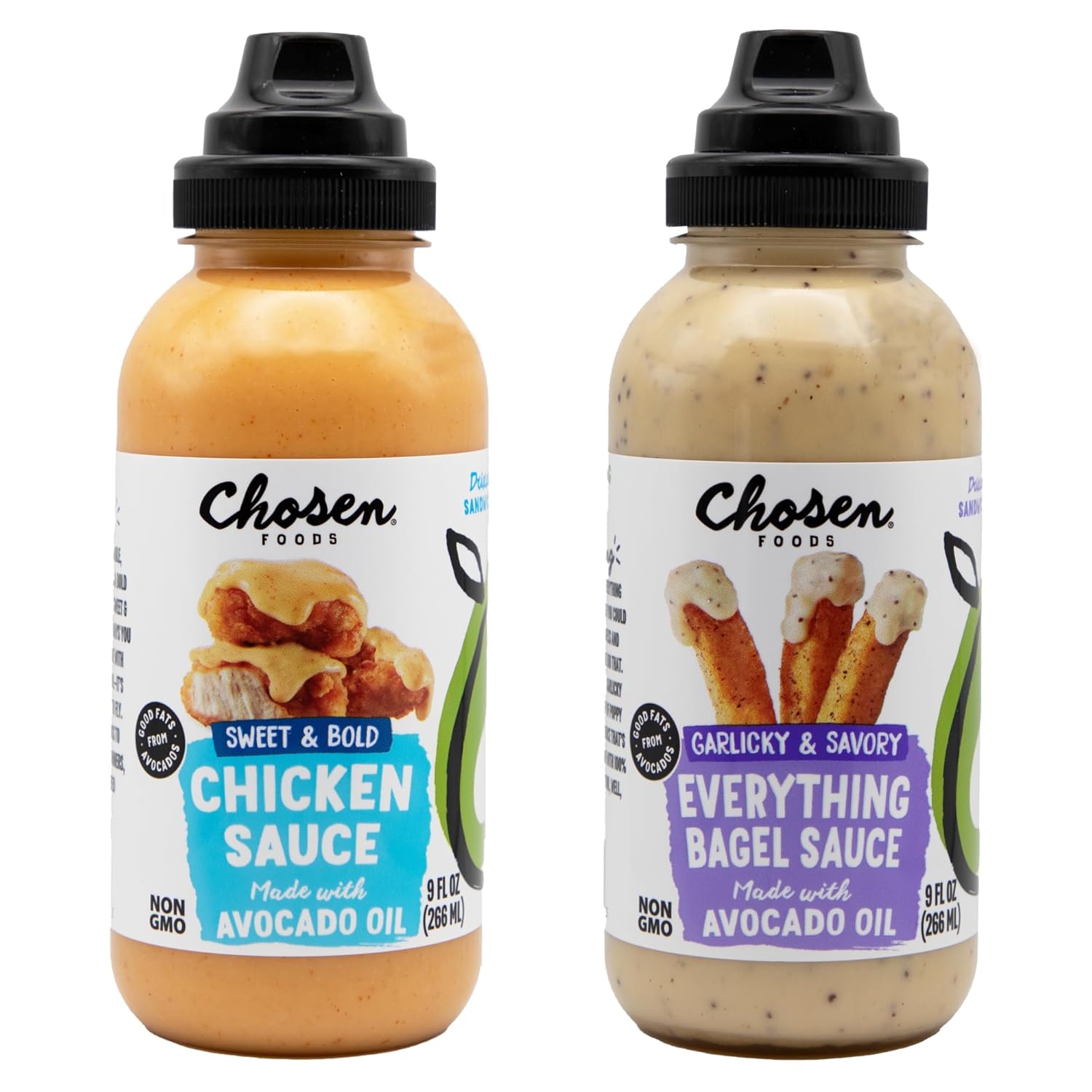 Chosen Foods Chicken + Everything Bagel Dip & Drizzle Sauce Bundle Made With 100% Pure Avocado Oil