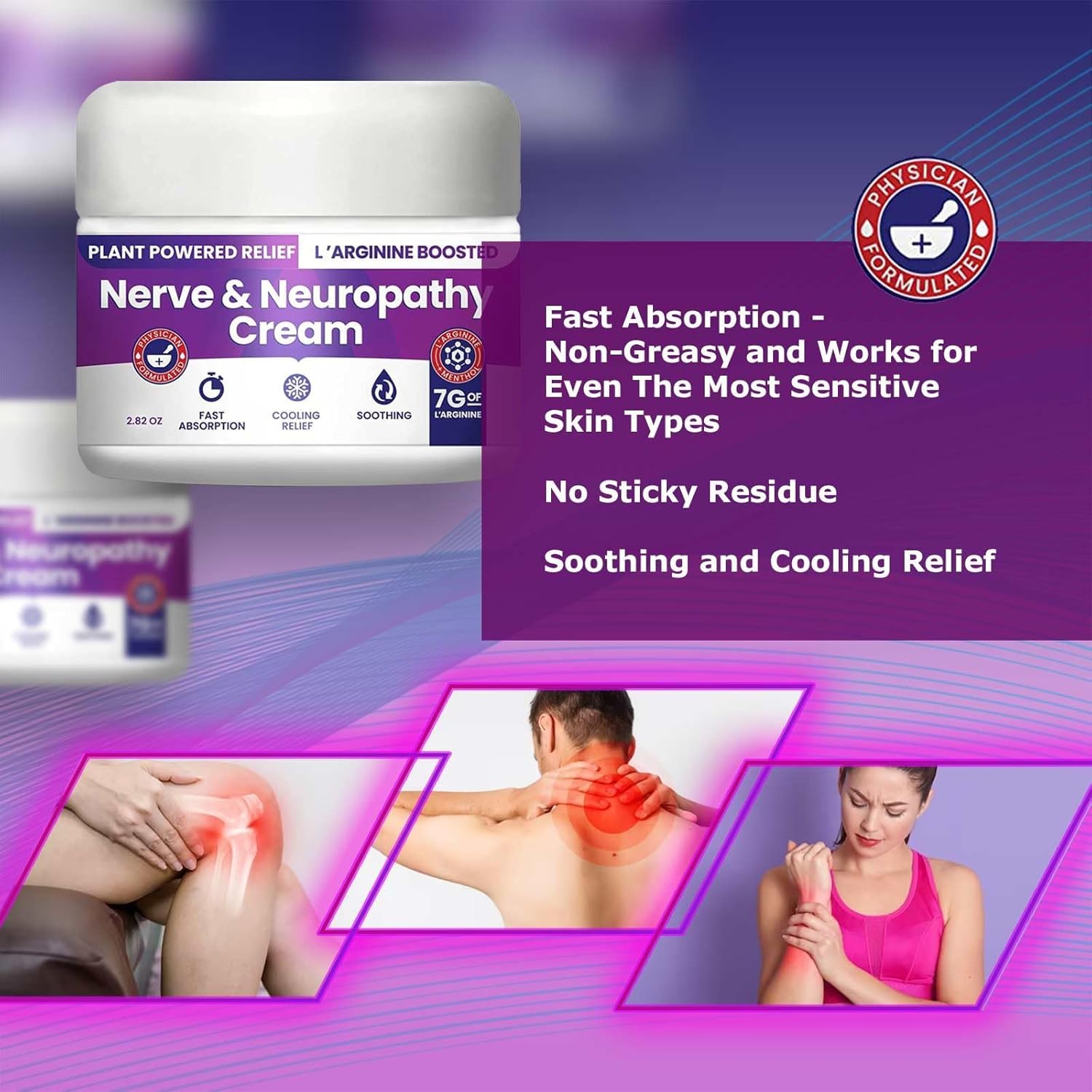 Nerve And Neuropathy Cream – Plant Powered Relief For Foot, Hands, Legs, Toes Includes 7Grams Of L’Arginine; Vitamin B6, Arnica, Aloe -2.82Oz : Health & Household