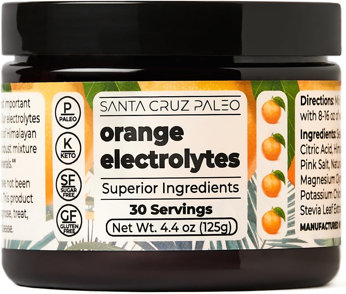 Santa Cruz Paleo Real Salt Electrolytes Powder, Orange, Hydration Drin