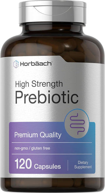 Horbäach Prebiotic For Men And Women | 120 Powder Pills | High Strength & Premium Quality Supplement | Non-Gmo & Gluten Free Quick Release Capsules