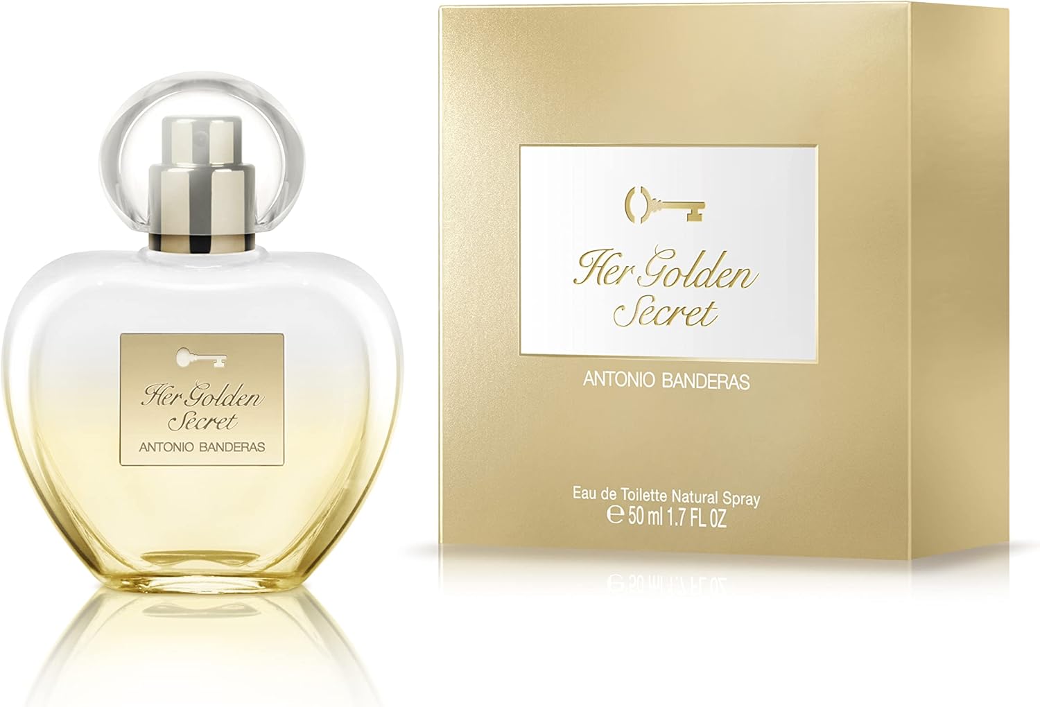 Banderas Perfumes - Her Golden Secret - Eau De Toilette Spray For Women - Long Lasting - Femenine, Charming And Romantic Fragance - Fruity, Floral And Vanilla Notes - 50 Ml