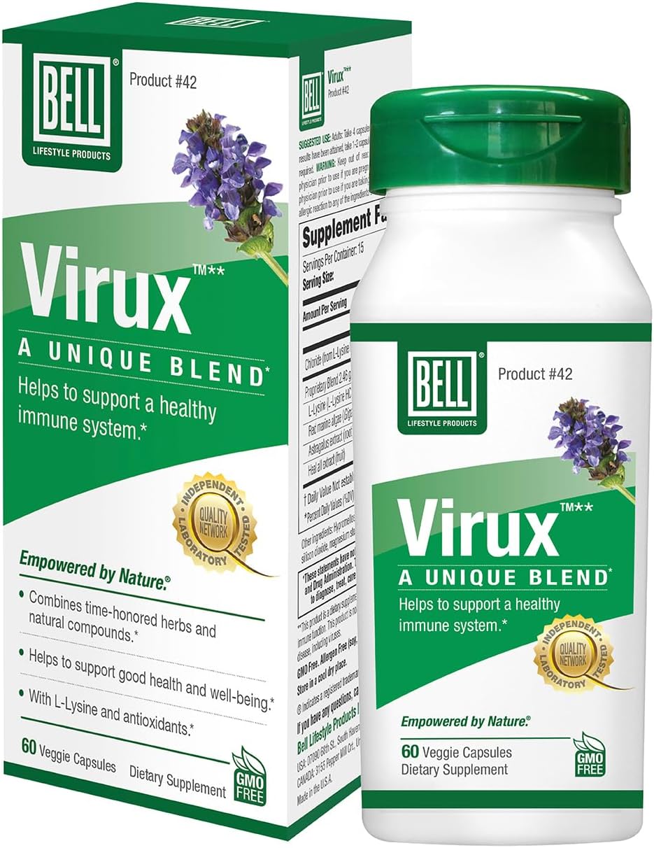 Bell Virux™ L Lysine And Red Marine - Natural Herbal Blend, Unique Supplement To Boost The Immune System- Lysine 1000Mg Capsules