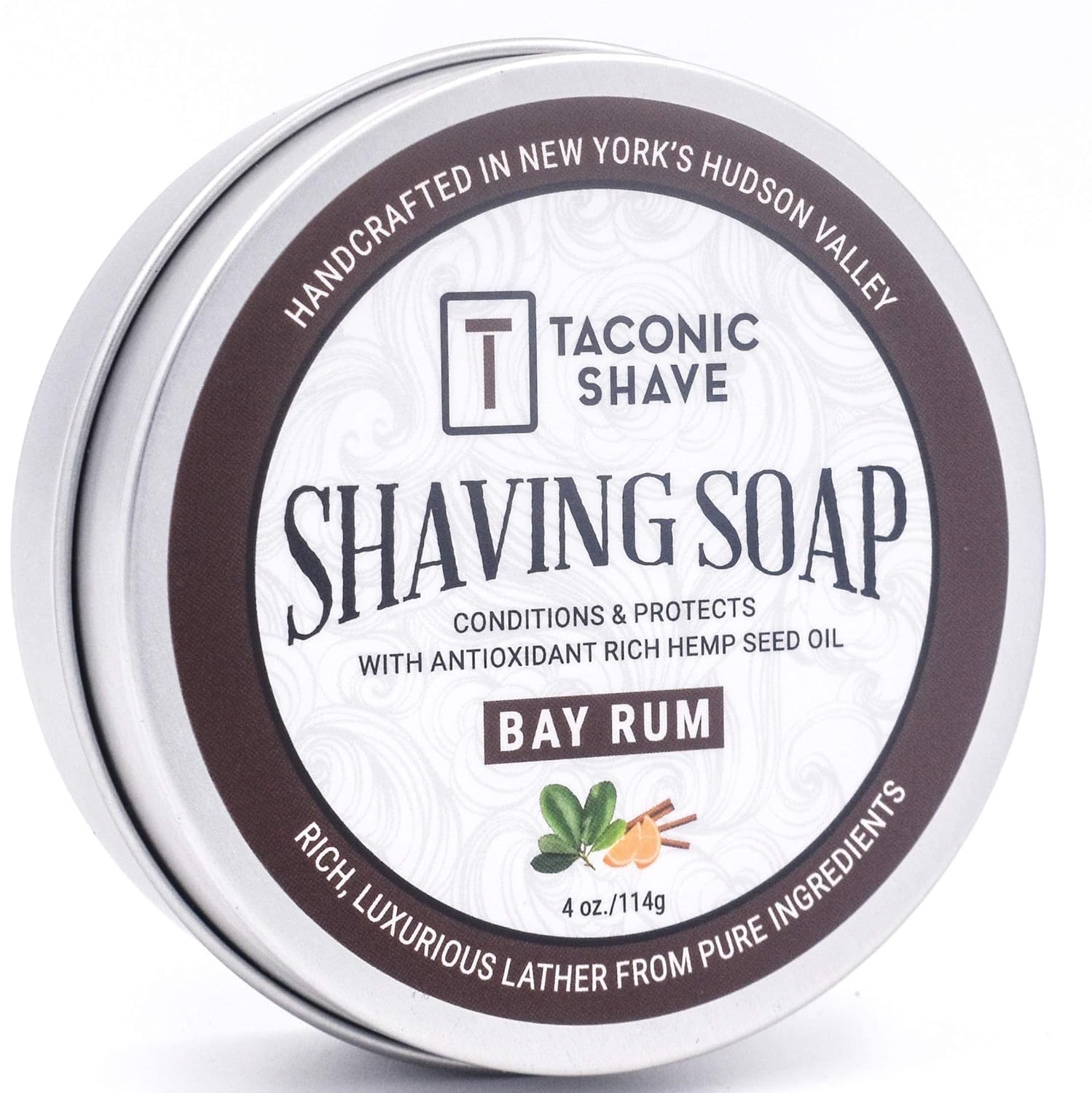 Taconic Shave Bay Rum Scent Shaving Soap – Warm Spiced Aroma – Barbershop Quality Lather Puck With Coconut & Olive Oils – Classic Wet Shave – Made In Usa : Beauty & Personal Care