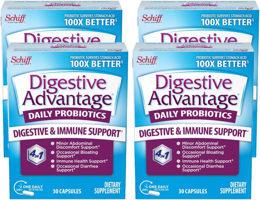 Digestive Advantage Daily Probiotic, 30 Capsules (Pack of 4)