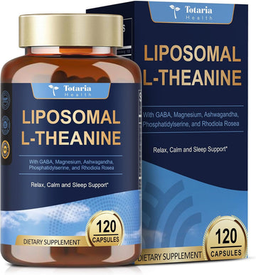 Liposomal L-Theanine Supplement 750Mg With Gaba,Ashwagandha,Magnesium Glycinate,Rhodiola Rosea,Phosphatidylserine Complex Supplements For Men And Women Mood |Focus | Sleep Support 120 Capsules
