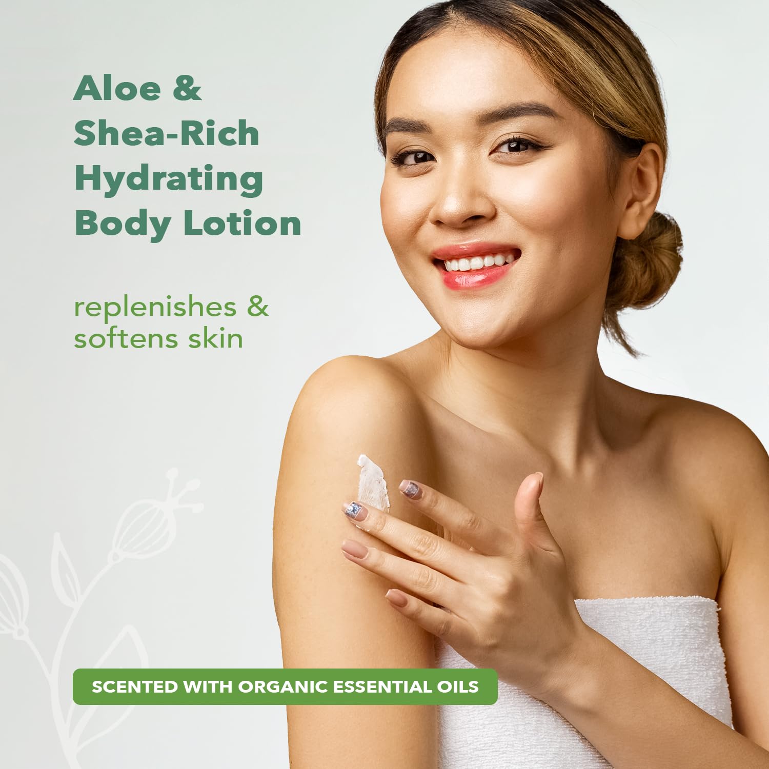 Nourish Organic Body Lotion, Lavender Mint – Hydrating Body Lotion For Dry Skin With Certified Organic Aloe Vera, Shea Butter, Coconut Oil & Cocoa Butter (8 Oz) + Washable Cotton Round : Beauty & Personal Care