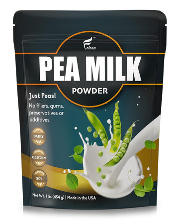 Folona Unsweetened Pea Milk Powder, Sugar Free Non-Dairy Coffee Creamer. Perfect For Tea, Smothie, And Cooking - Vegan, Keto, Paleo Friendly - 1Lb Plant Based Milk With 7.2 G Pea Protein Per Serving, Shelf Stable. Free Of Gmos, Soy, Nut, Gluten, Lactose