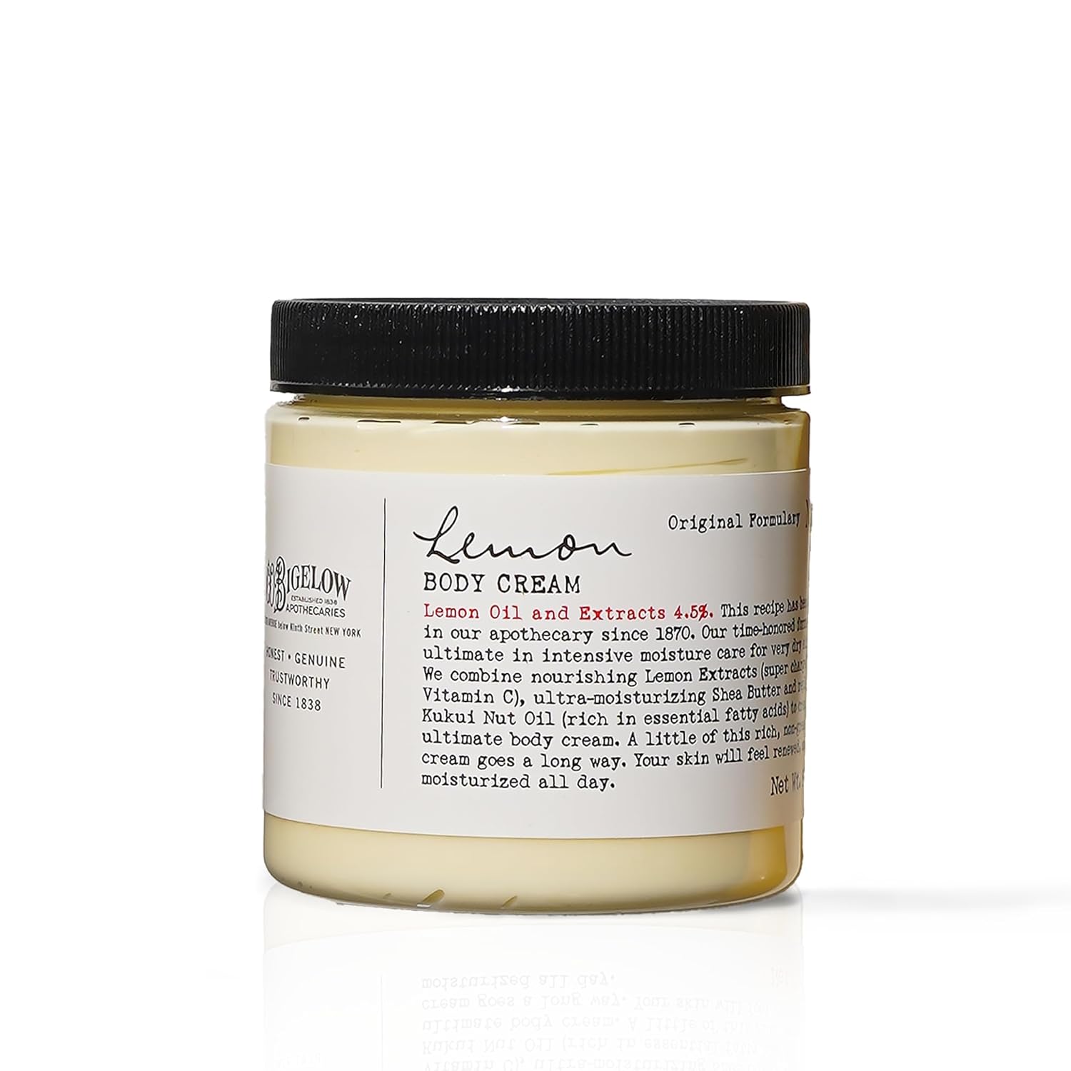 C.O. Bigelow Lemon Body Cream, Moisturizing Body Cream With Shea Butter, Kukui Nut Oil, Lemon Oil And Extracts For Dry Skin, 8 Oz