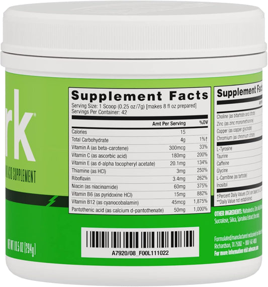 Advocare Spark Vitamin & Amino Acid Supplement - Focus & Energy Drink Powder Mix With Vitamin A, B-6, C & E - Also Includes L-Carnitine & L-Tyrosine - Limeade, 10.5 Oz