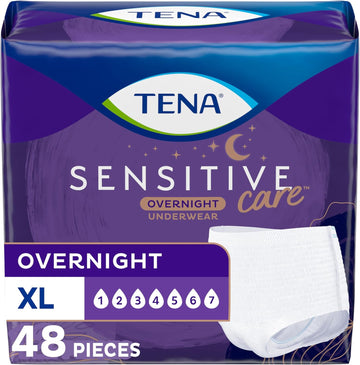 Tena Incontinence Underwear For Women, Overnight Absorbency, Sensitive Care - X-Large - 48 Count