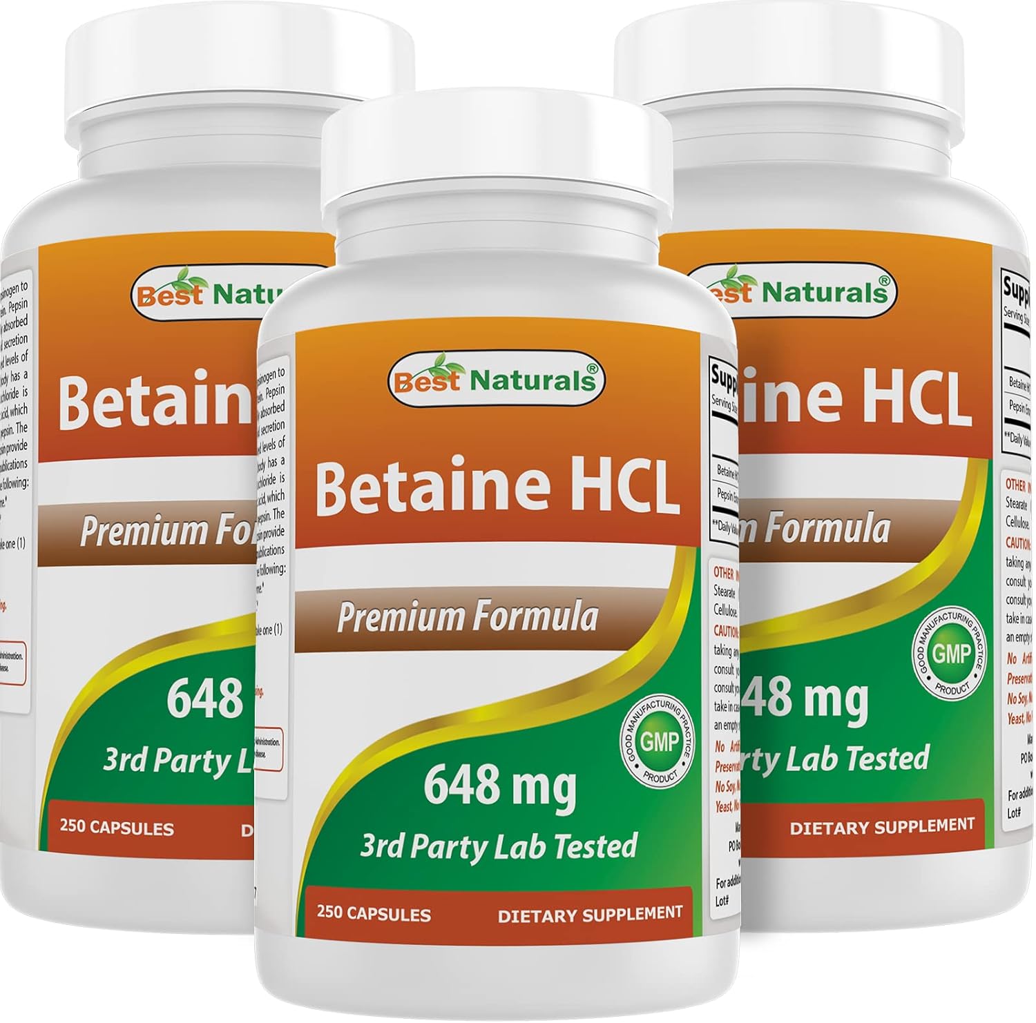 Best Naturals Betaine Hcl 648 Mg 250 Capsules : Health & Household