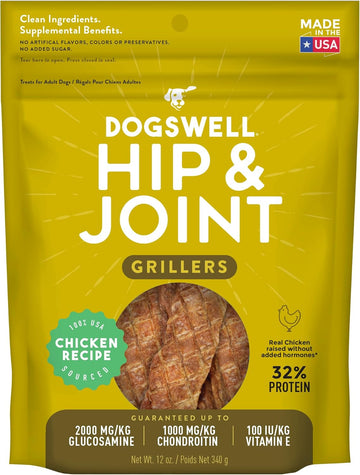 Dogswell Grain-Free Hip And Joint Chicken Grillers For Dogs, 12 Oz, Model: 842185