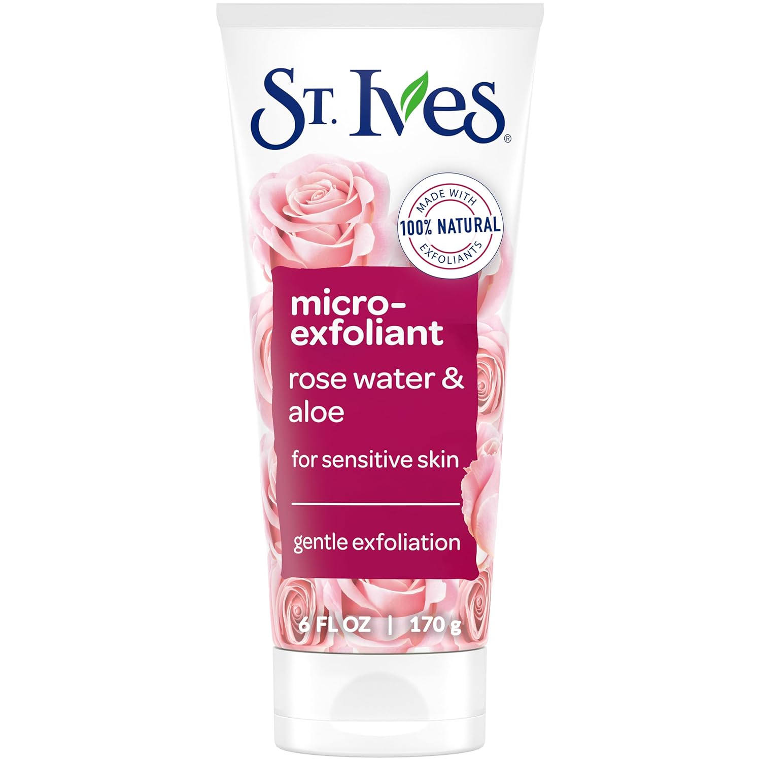 St. Ives Gentle Smoothing Face Scrub, Rose Water & Aloe Vera Exfoliator, Facial Scrub Made With 100% Natural Exfoliants, Paraben Free, Oil-Free, Dermatologist Tested 6 Oz, 6 Pack