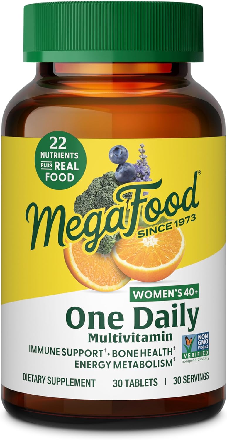 Megafood Women'S 40+ One Daily Multivitamin For Women With Vitamin B12, Vitamin B6, Vitamin C, Vitamin D, Zinc & Iron - Plus Real Food - Immune Support - Bone Health - Non-Gmo - Vegetarian - 30 Tabs