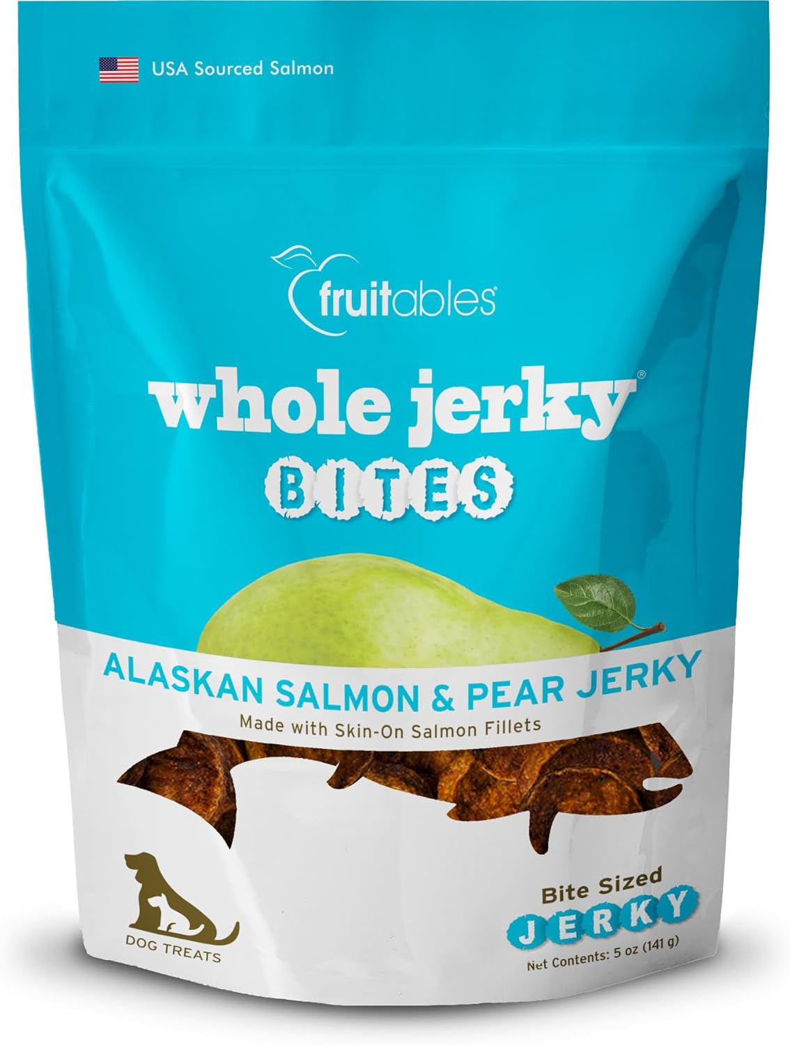 Fruitables Healthy Dog Treats – Whole Jerky Bites For Dogs – Alaskan Salmon & Pear Flavored – 5 Ounces