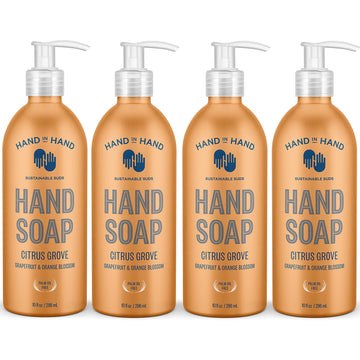 Hand In Hand Nourishing Liquid Hand Soap, 10 Fl Oz, Grapefruit & Orange Blossom, Citrus Grove Scent, 4 Pack