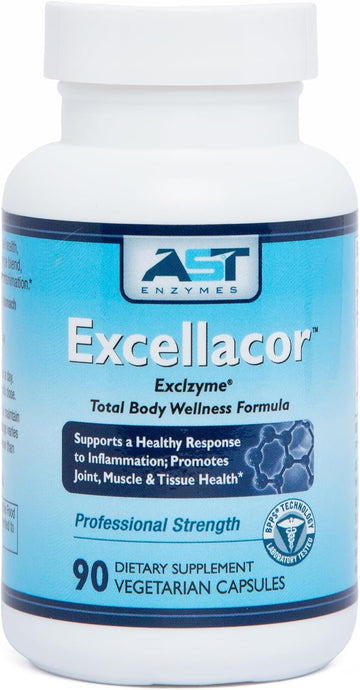 Excellacor | Proteolytic Systemic Enzymes Formula | with Acid-Resistant Serrapeptase | Total Body Support | 90 Vegetarian Capsules