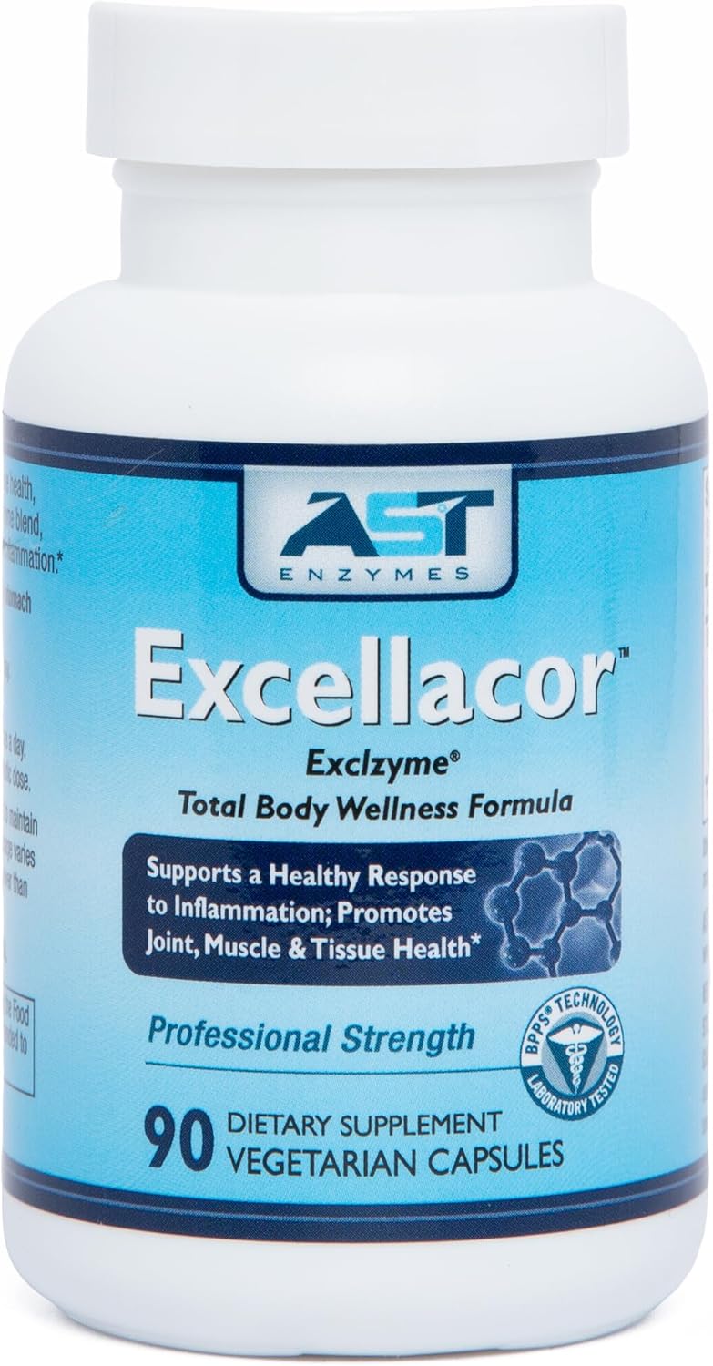 Excellacor | Proteolytic Systemic Enzymes Formula | With Acid-Resistant Serrapeptase | Total Body Support | 90 Vegetarian Capsules