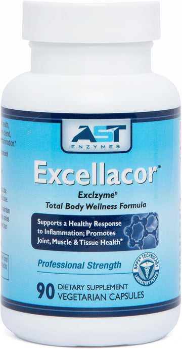 Excellacor | Proteolytic Systemic Enzymes Formula | With Acid-Resistant Serrapeptase | Total Body Support | 90 Vegetarian Capsules