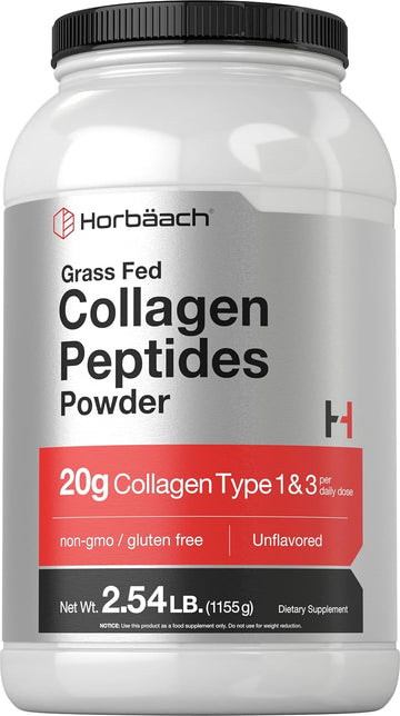 Horbaach Collagen Peptides Powder 40 Oz | Unflavored | Type 1 And 3 | Hydrolyzed Protein Collagen | Keto And Paleo Supplement | Grass Fed, Non-Gmo, Gluten Free