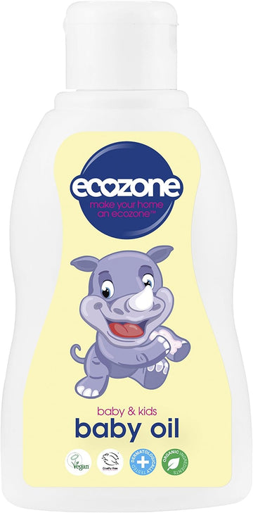Ecozone Organic Baby Oil 200Ml, Paraben Free, Sls/Sles Free, Peg/Ppg Free, Silicone Free, Organic Ingredients, Palm Oil Free, Dermatologically Tested, Vegan, Cruelty Free