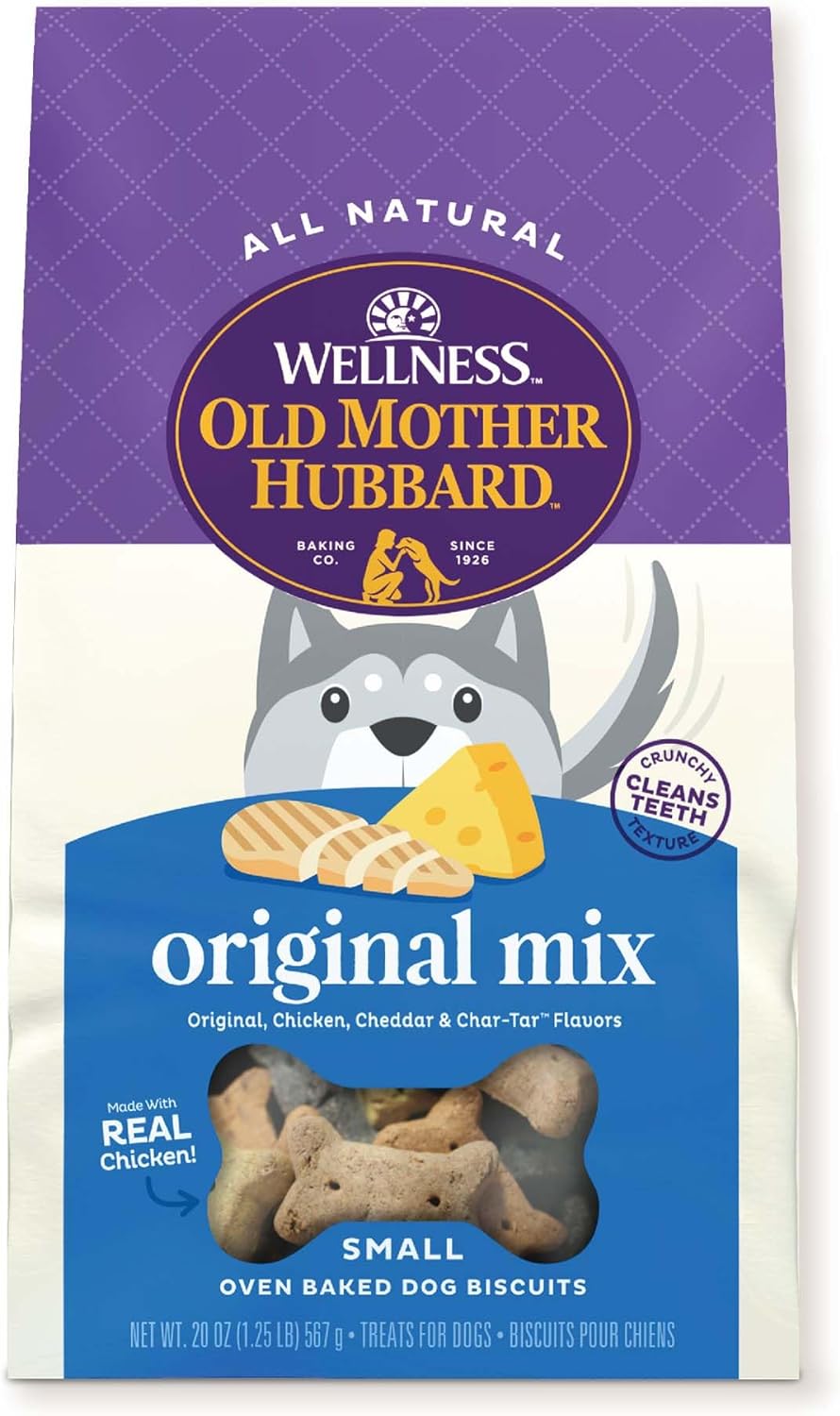 Old Mother Hubbard By Wellness Classic Original Mix Natural Dog Treats, Crunchy Oven-Baked Biscuits, Ideal For Training, Small Size, 20 Ounce Bag