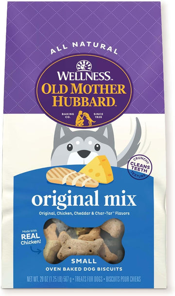 Old Mother Hubbard By Wellness Classic Original Mix Natural Dog Treats, Crunchy Oven-Baked Biscuits, Ideal For Training, Small Size, 20 Ounce Bag