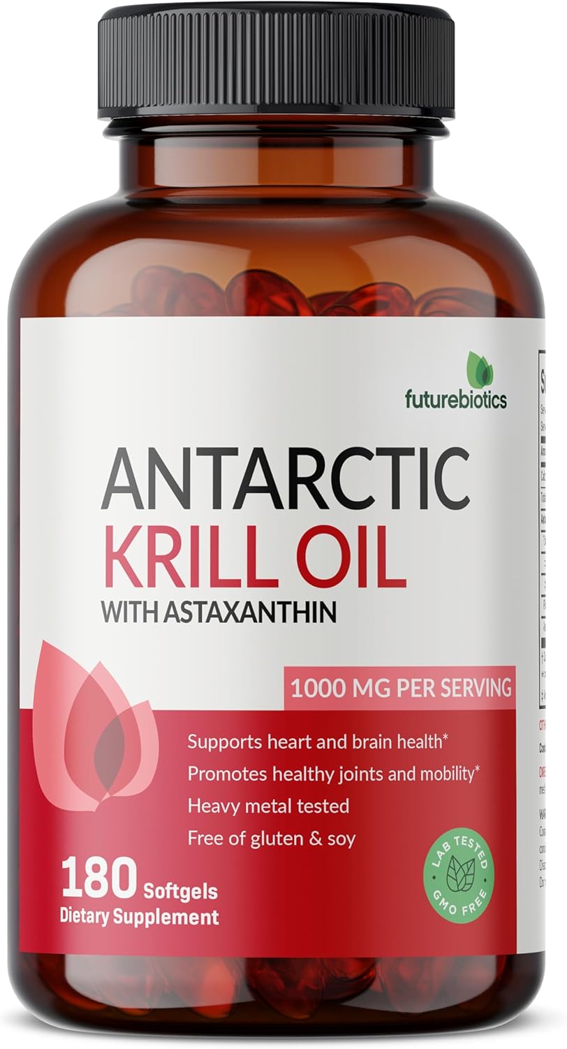 Futurebiotics Antarctic Krill Oil 1000Mg With Omega-3S Epa, Dha, Astaxanthin And Phospholipids - 100% Pure Premium Krill Oil Heavy Metal Tested, Non Gmo – 250 Softgels (125 Servings) : Health & Household