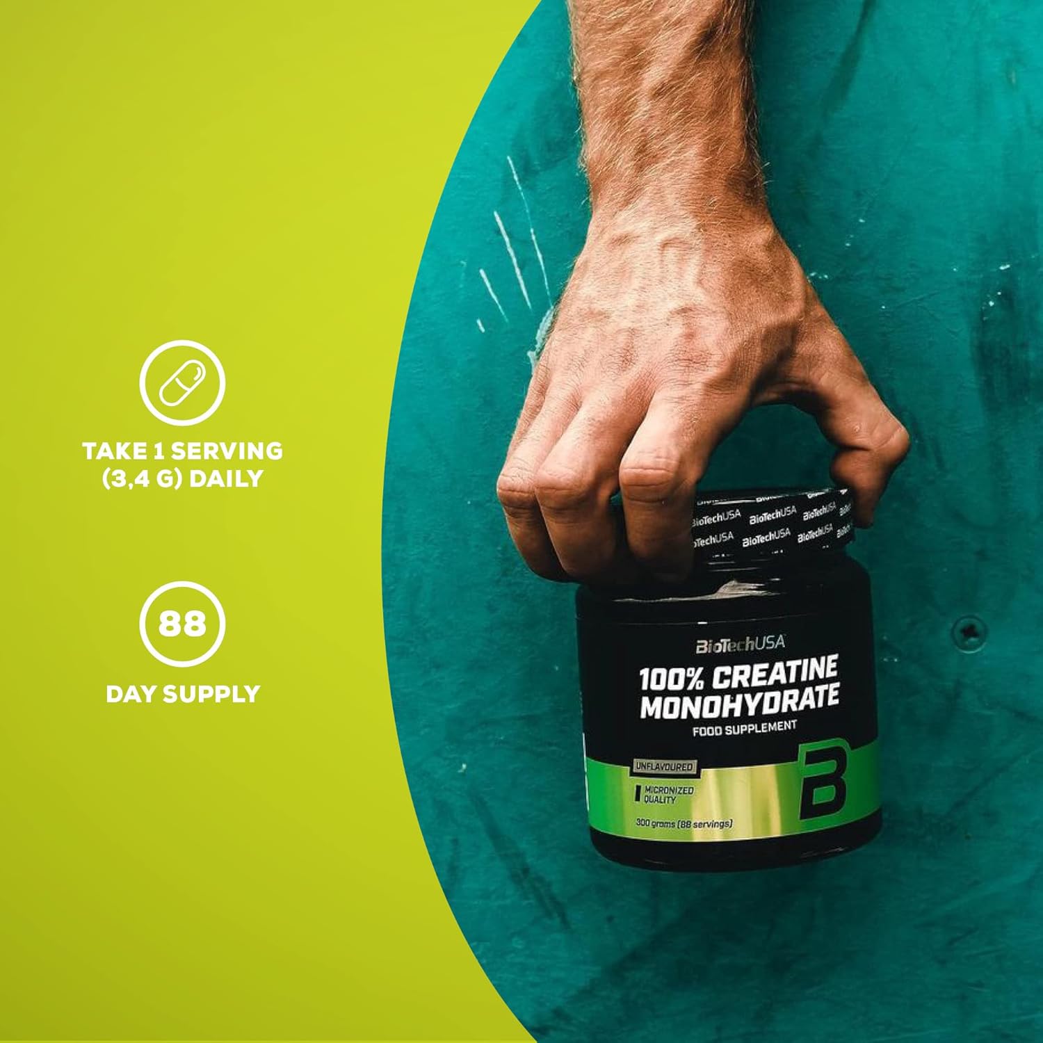 BioTechUSA 100% Creatine Monohydrate | Pharmaceutical-Grade Creatine | Micronized | Vegan | Glutenfree, Unflavoured, 300 g : Amazon.co.uk: Health & Personal Care