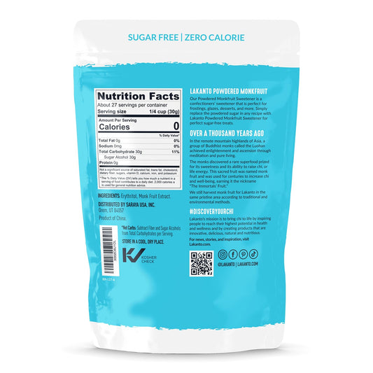 Lakanto Powdered Monk Fruit Sweetener With Erythritol - Powdered Sugar Substitute, Zero Calorie, Keto Diet Friendly, Zero Net Carbs, Baking, Extract, Sugar Replacement (Powdered - 1.76 Lb)