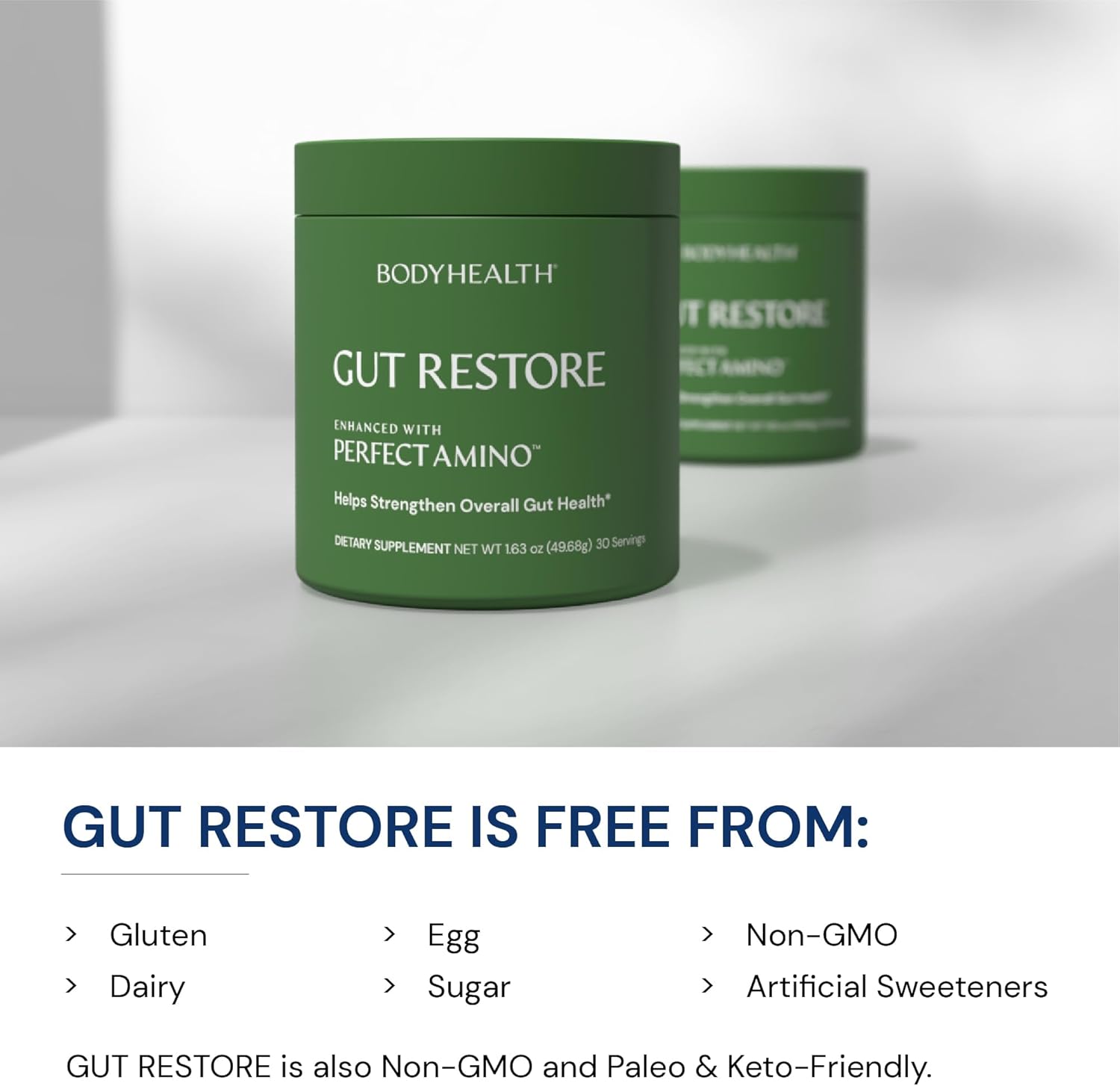 Bodyhealth Gut Restore With Perfectamino, Immunolin, And Humic Acid - Gut Health Supplement For Digestive And Immune Support - Unflavored - 30 Servings : Health & Household