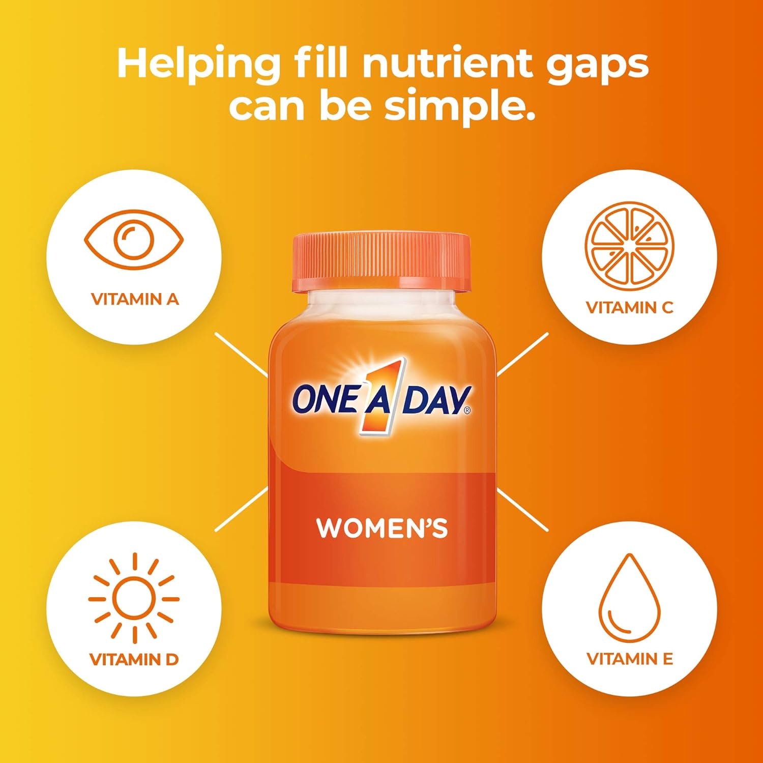 One A Day Women’s Multivitamin, Supplement with Vitamin A, Vitamin C, Vitamin D, Vitamin E and Zinc for Immune Health Support, B12, Biotin, Calcium & More, Tablet, 250 count