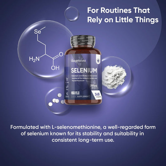 Selenium Supplements | 200Mcg (40Mg L-Selenomethionine) | 365 Selenium Tablets | 1 A Day | 8Mm Tablet | Vegan & Non-Gmo | Magnesium Stearate Free