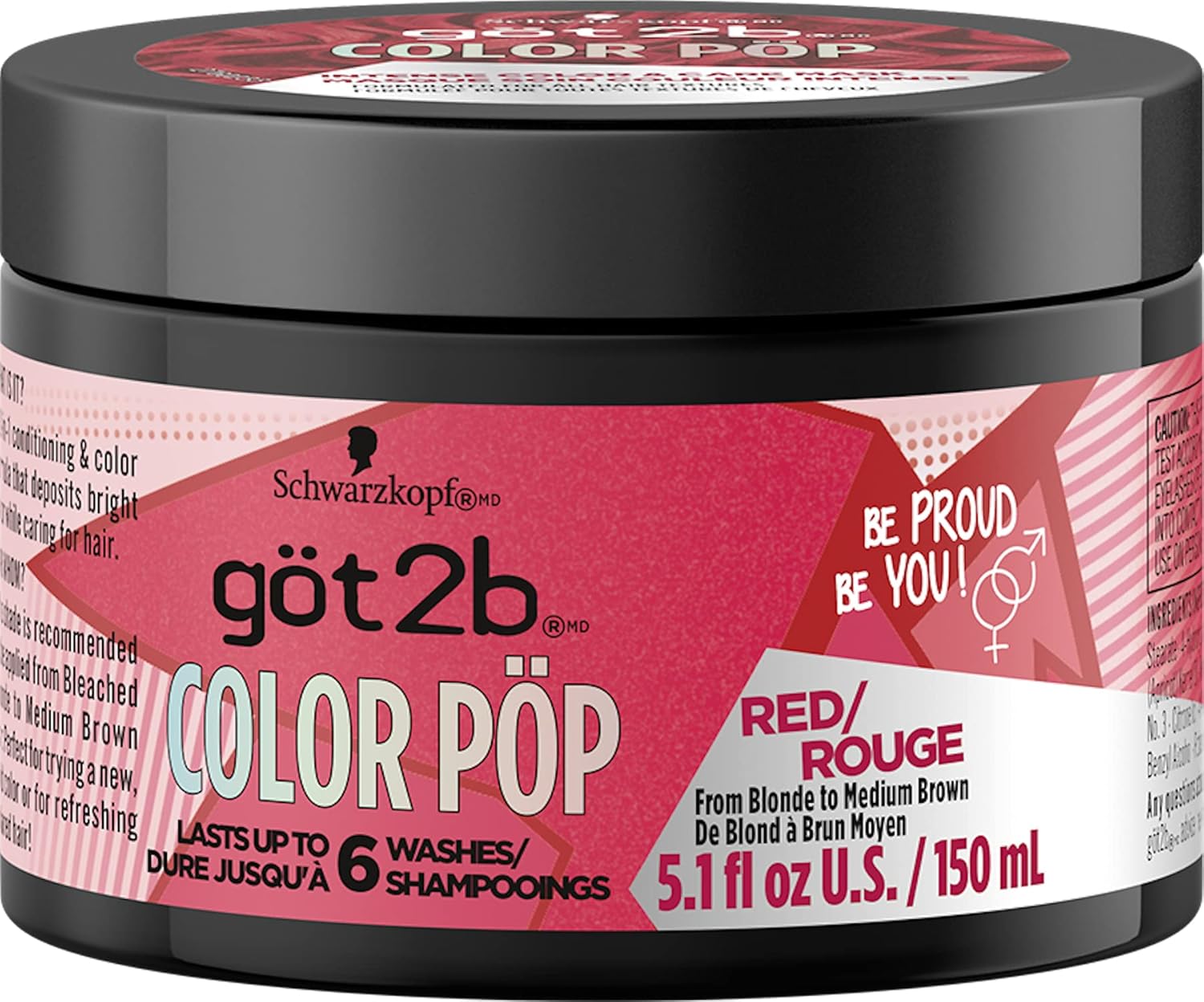 Got2B Color Pop Semi-Permanent Hair Color Mask, Red, 5.1 Oz