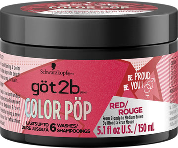 Got2B Color Pop Semi-Permanent Hair Color Mask, Red, 5.1 Oz