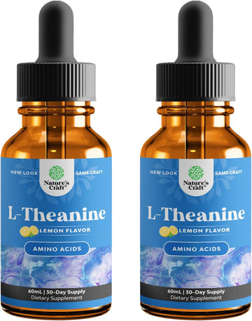 High Absorption L-Theanine Liquid Drops - Nootropic Focus Supplement With L-Theanine 200Mg Per Serving And Chamomile Extract - L Theanine Supplement For Adults And Kids Relaxation And Focus - 2 Pack