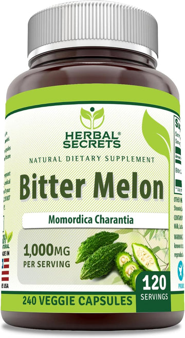 Herbal Secrets Bitter Melon 1000 Mg Per Serving | 240 Veggie Capsules Supplement | Non-Gmo | Gluten Free | Made In Usa