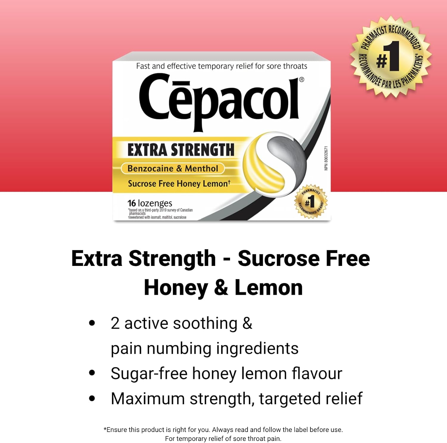 Cepacol Maximum Strength Throat Drop Lozenges, Honey Lemon, 16 Count : Health & Household