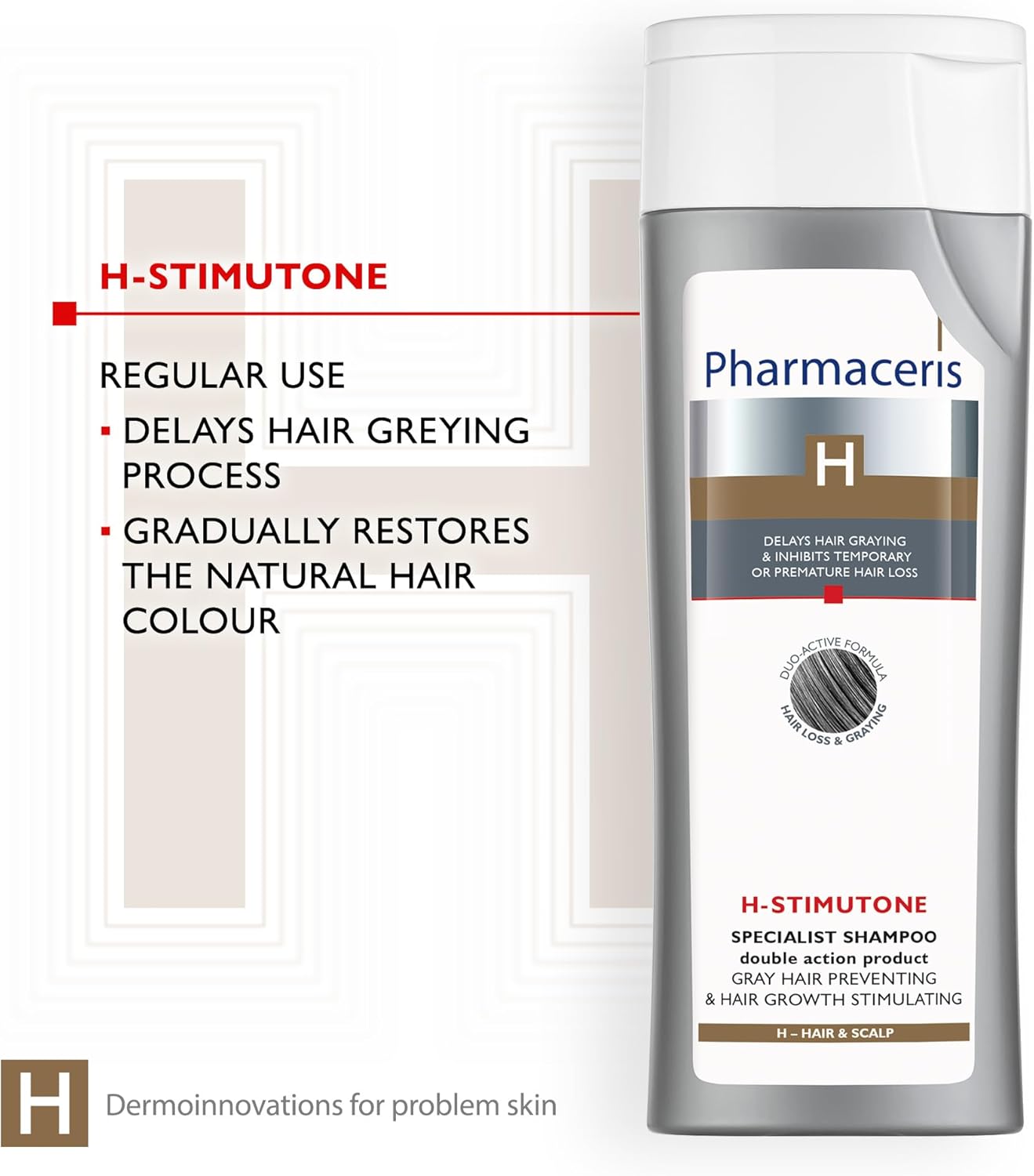 Pharmaceris H Stimutone, Double Action Shampoo, Hair Growth Stimulating Shampoo, D-Panthenol, Caffeine, Women And Men Hair Care - 250 Ml