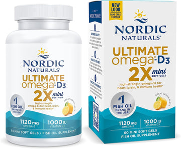 Nordic Naturals Ultimate Omega 2X Mini D3, Lemon Flavor - 60 Mini Soft