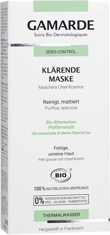 Gamarde Organic Cosmetics: Clarifying Mask Against Impurities I Natural Cosmetics Face Mask I Face Mask For Oily Skin I Face Mask With Essential Oils I Face Mask Men & Women I Vegan I 40 Ml