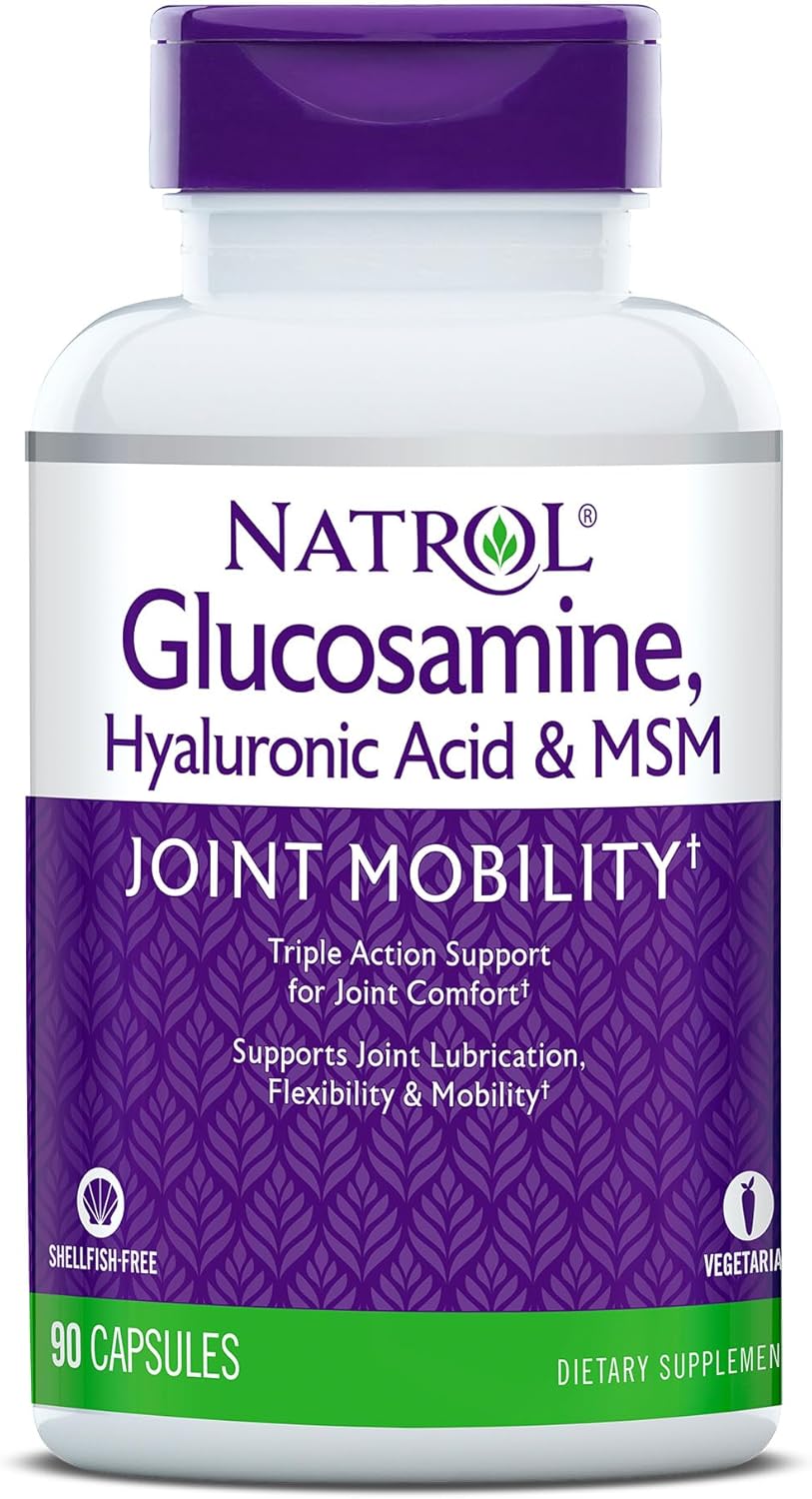 Natrol Glucosamine, Hyaluronic Acid and MSM, 90 Capsules (Pack of 2)