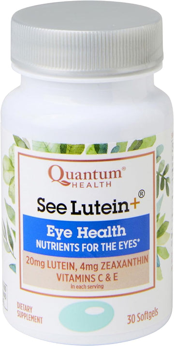 Quantum Health See Lutein+ Eye Care Supplement Helps Support Overall Eye Health As You Age - Lutein 20Mg Zeaxanthin Plus Vitamins C & E Daily Nutrition For Women & Men - 30 Softgels