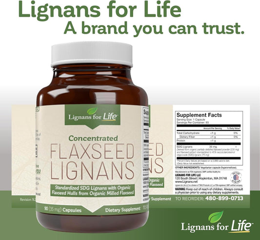 Lignans For Life Flaxseed Lignans For Dogs & People - Immune Support, 35Mg - 90 Capsules, Flax Seed Capsules, Nutritional Flaxseed Supplements, Flax W/High Fiber - Flaxseed Vitamins - 2 Pack