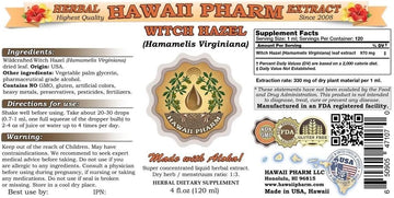 Hawaiipharm Witch Hazel Liquid Extract, Witch Hazel (Hamamelis Virginiana) Tincture, Herbal Supplement, Made In Usa, 4 Fl.Oz