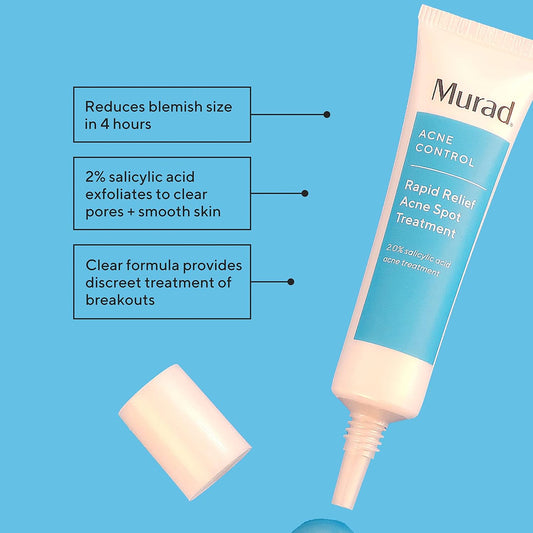 Murad Rapid Relief Acne Spot Treatment – Acne Control Max Strength 2% Salicylic Acid Clear Gel Blemish Remover - Fast Active Acne Relief Backed By Science, 0.5 Oz