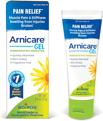 Boiron Arnicare Gel For Soothing Relief Of Joint Pain, Muscle Pain, Muscle Soreness, And Swelling From Bruises Or Injury - Non-Greasy And Fragrance-Free - 2.6 Oz